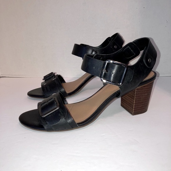 CLARKS Open Toe Strap 7.5M Sandals Block Heels - Picture 4 of 10